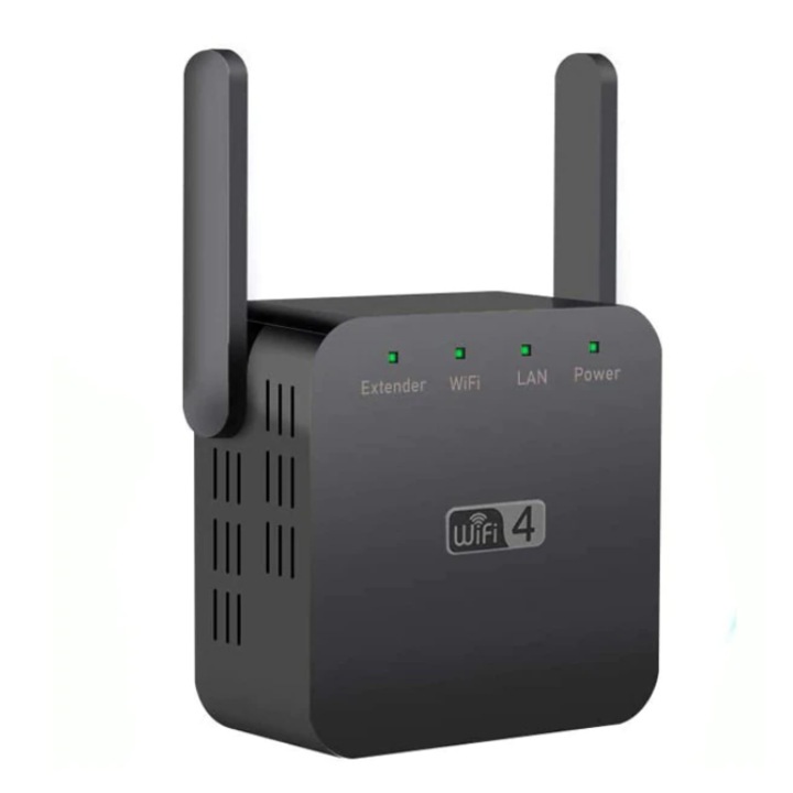 WiFi jelerősítő, 300 Mbps, 2,4 GHz, WPA/WPA2, 2 külső antenna, fekete