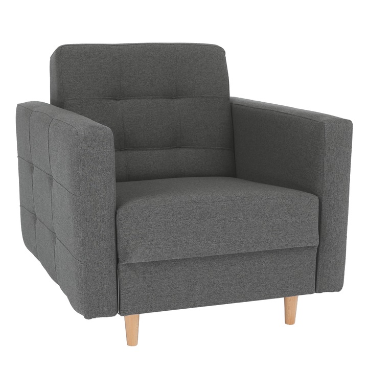 Сиво кресло с текстилна тапицерия Amedia 88x90x95 см