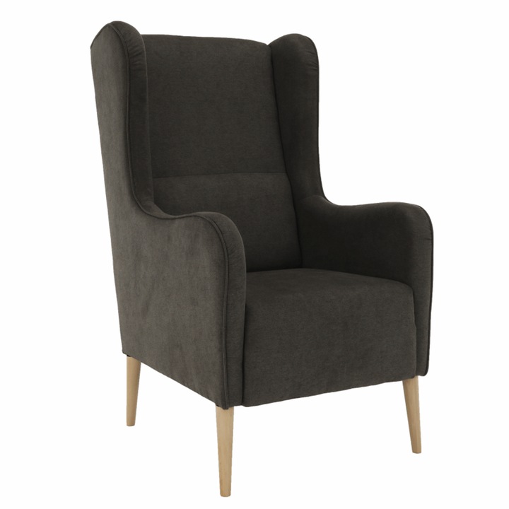 Fotoliu cu tapiterie textil maro si picioare fag Bredly 66x87x117 cm