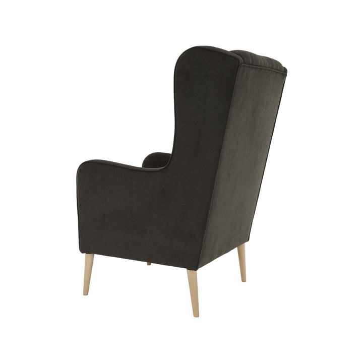 Fotel barna textil kárpitozással és Bredly bükkfa lábakkal 66x87x117 cm