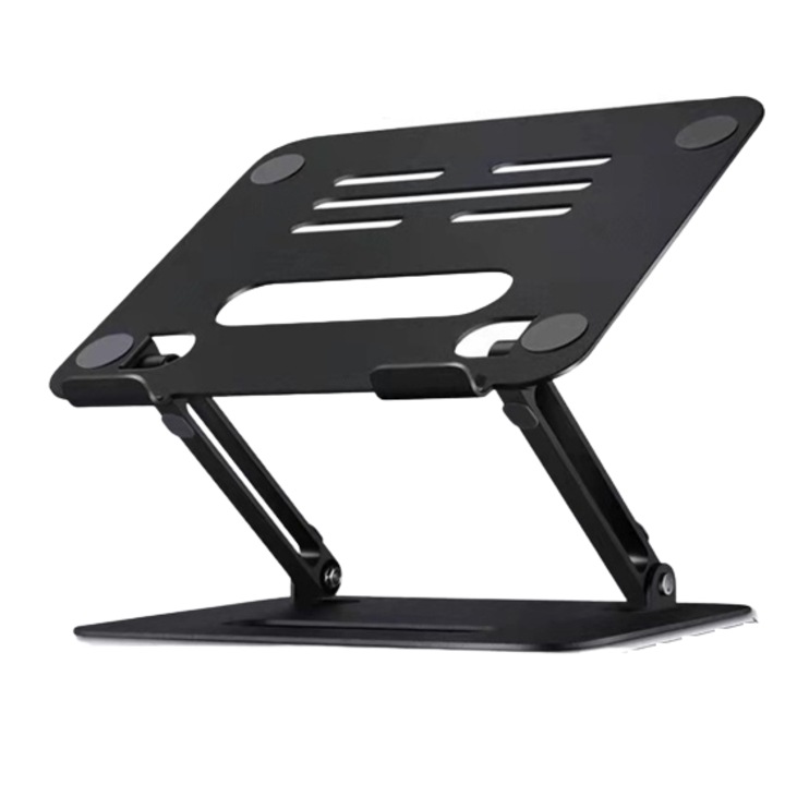 Suport/Stand reglabil pentru laptop MTP, Aluminiu, unghi inclinare reglabil, pliabil, Negru