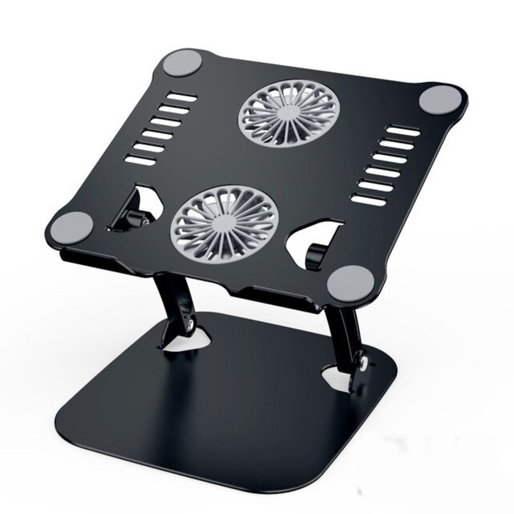 MTP алуминиева стойка за лаптоп, охладител, сгъваема, регулируем ъгъл на наклон, черна