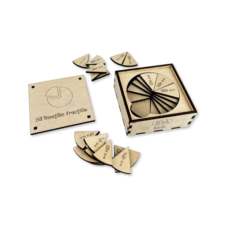 Játék szett törtek tanuláshoz, Tanuljunk törteket, Montessori típusú játék, IDA Kids