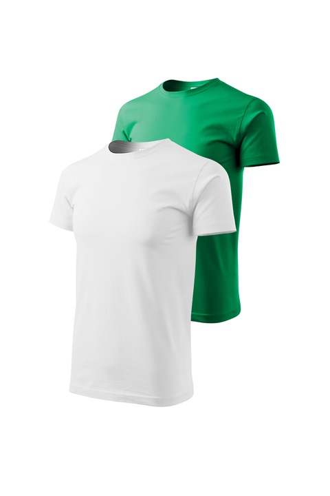 Set 2 tricouri de barbati, Malfini, Bassic New, XS - 3XL, Alb si diverse culori 1, Alb/Verde Mediu