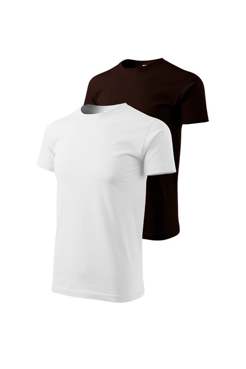 2db férfi póló szett, Malfini, Bassic New, XS - 3XL, fehér és különböző színek 2, Fehér/Kávébarna