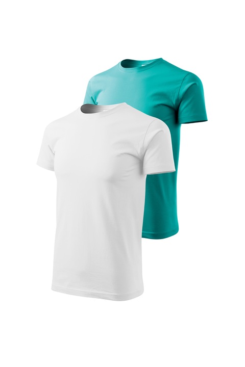 Set 2 tricouri de barbati, Malfini, Bassic New, XS - 3XL, Alb si diverse culori 1, Alb/Verde smarald