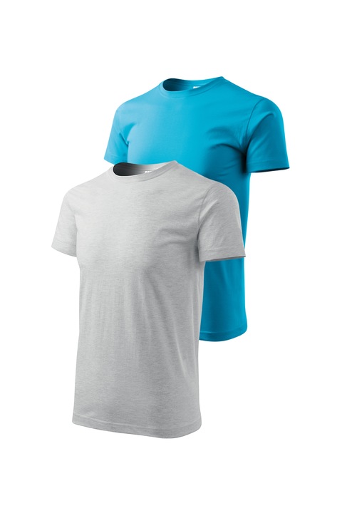 Set 2 tricouri de barbati, Malfini, Bassic New, 3XL, Gri deschis/Turcoaz