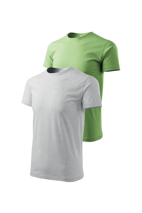 Set 2 tricouri de barbati, Malfini, Bassic New, L, Gri deschis/Verde Iarba