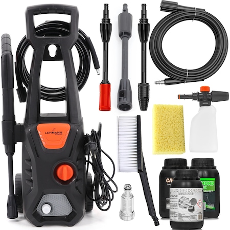 Aparat de spalat cu presiune, Lehmann Jukon, Alimentare La retea, 1600 W, 130/200 bar, 480 l/h, Negru/Portocaliu