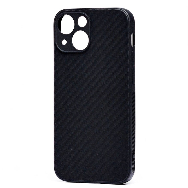 iPhone 13 Pro-val kompatibilis tok, szilikon, Carbon Look kameravédelemmel, ultravékony / fekete