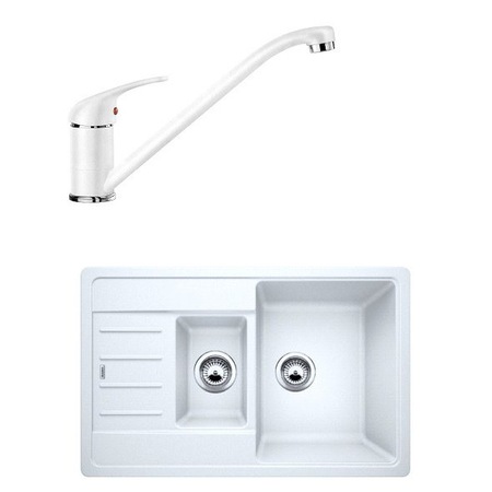 Pachet chiuveta silgranit Blanco Legra 6 S Compact + Baterie bucatarie Blanco Daras, Alb