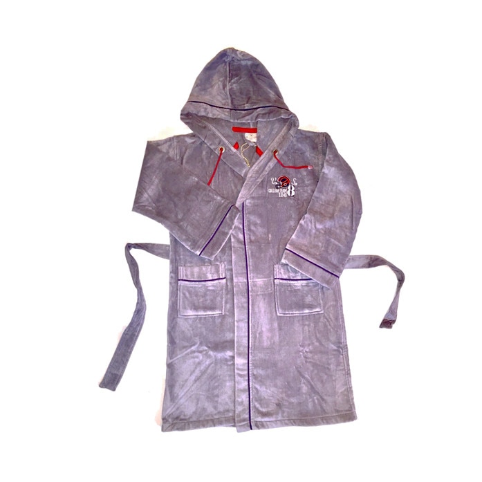 Halat de baie Sports Team baieti 5-6 ani , gri bumbac organic