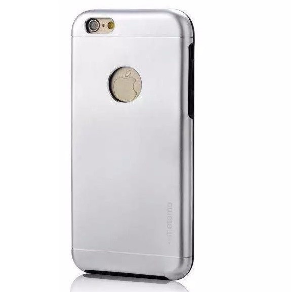Capac de protectie Motomo V2 pentru Apple iPhone 6/6S, TPU moale si aluminiu, argintiu