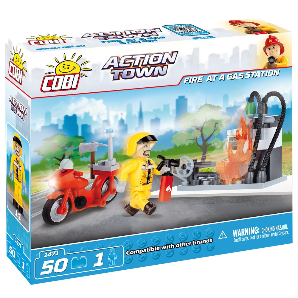 Set Constructie Cobi, Action Town, Incendiu La Benzinarie