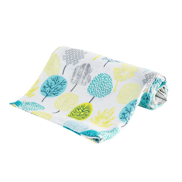 Пелена Bocioland, Горски принт, Бамбук, 120x120 см, Многоцветен