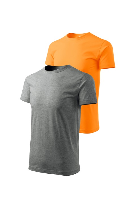 Set 2 tricouri de barbati, Malfini, Bassic New, XS - 3XL, Gri inchis si diverse culori 2, Portocaliu/Gri inchis