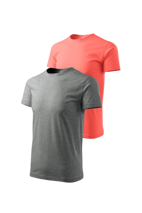 Set 2 tricouri de barbati, Malfini, Bassic New, XS - 3XL, Gri inchis si diverse culori 2, Coral/Gri inchis