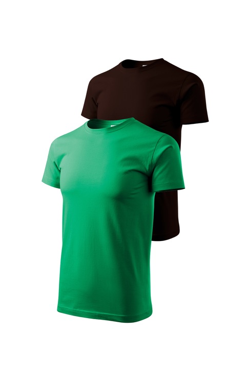 Set 2 tricouri de barbati, Malfini, Bassic New, XS, Verde mediu/Cafea