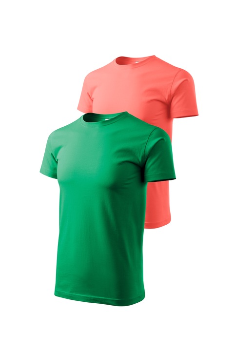 Set 2 tricouri de barbati, Malfini, Bassic New, L, Verde mediu/Coral