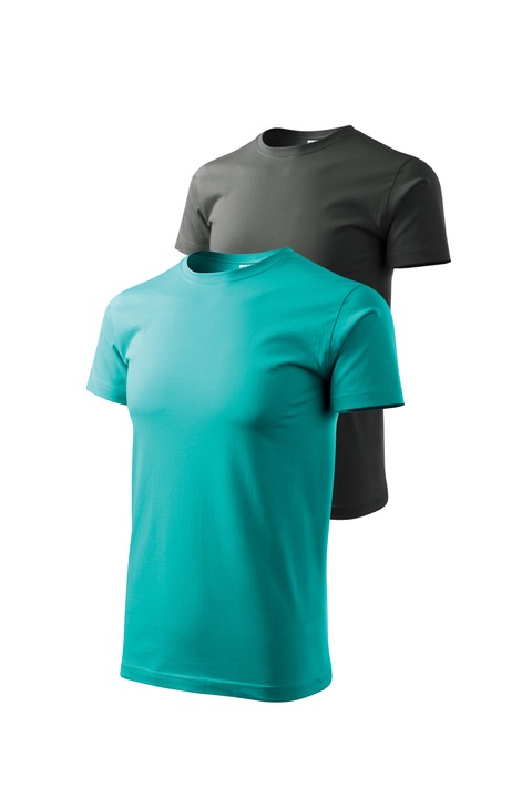 Set 2 tricouri de barbati, Malfini, Bassic New, XL, Verde smarald/Gri Ardezie