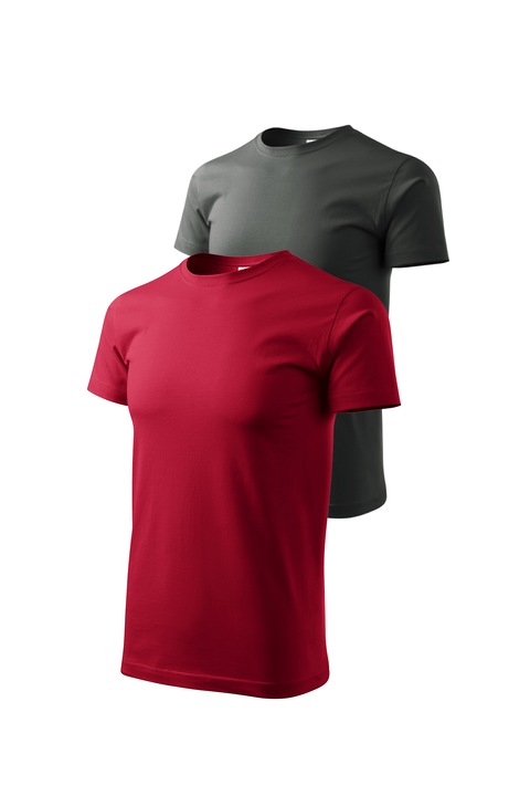 Set 2 tricouri de barbati, Malfini, Bassic New, XL, Rosu malboro/Gri Ardezie