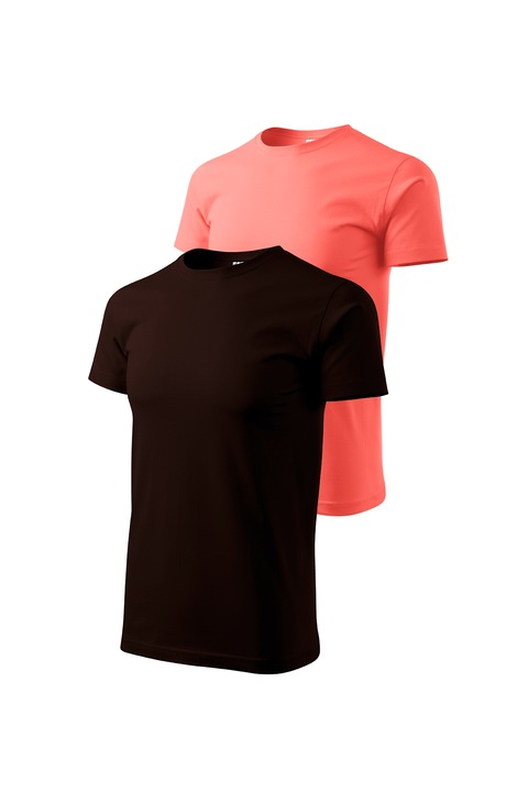 Set 2 tricouri de barbati, Malfini, Bassic New, 3XL, Cafea/Coral
