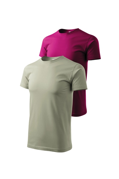 Set 2 tricouri de barbati, Malfini, Bassic New, M, Kaki deschis/Rosu Fucsie