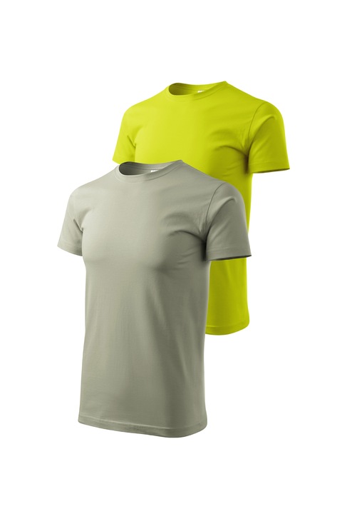 Set 2 tricouri de barbati, Malfini, Bassic New, XS, Kaki deschis/Lime
