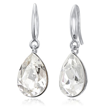 Cercei Argint 925 placat cu rodiu cu cristale Swarovski® Fancy Pear 14mm Crystal Clear, Hook Cercei Argint 925 placat cu rodiu cu cristale Swarovski® Fancy Pear 14mm Crystal Clear, Hook