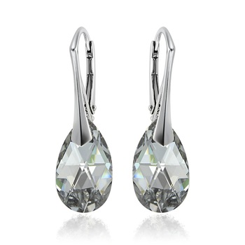 Cercei Argint 925 placat cu rodiu cu cristale Swarovski® Pear CAL 16 mm Leverback Cercei Argint 925 placat cu rodiu cu cristale Swarovski® Pear CAL 16 mm Leverback