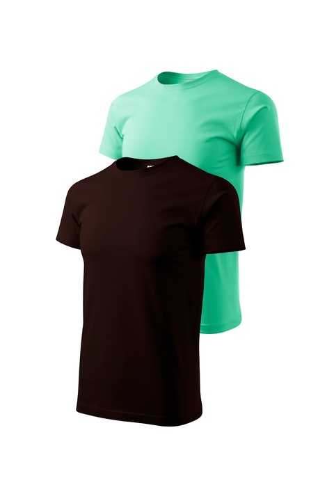 Set 2 tricouri de barbati, Malfini, Bassic New, S, Cafea/Verde Menta