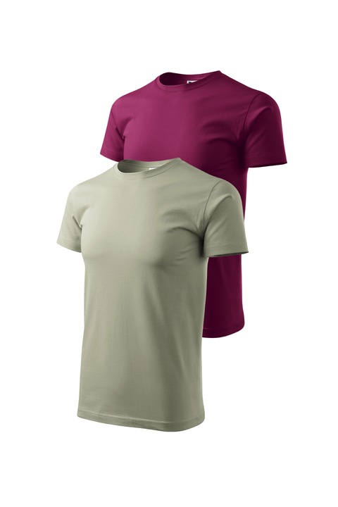Set 2 tricouri de barbati, Malfini, Bassic New, 2XL, Kaki deschis/Rododendron
