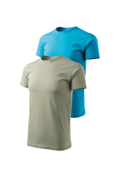 Set 2 tricouri de barbati, Malfini, Bassic New, XS, Kaki deschis/Turcoaz