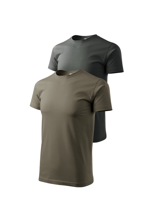 Set 2 tricouri de barbati, Malfini, Bassic New, XS - 3XL, Army si diverse culori 1, Kaki/Gri ardezie