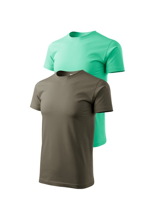 Malfini Bassic New Férfi póló készlet, 2 db, 3XL méret, Katonai/menta zöld