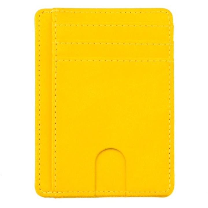 Картодържател Ultra Slim RFID блокиращ от екологична кожа, жълт