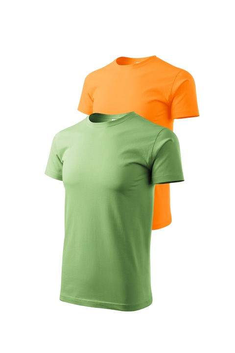 Set 2 tricouri de barbati, Malfini, Bassic New, M, Verde iarba/Tangerine Orange
