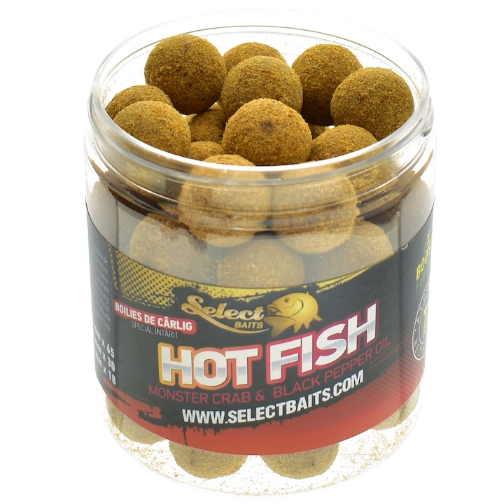 Бойли с твърда кука Select Baits Hard Hookbaits, 24 мм, вкус Hot Fish, 18 бр.