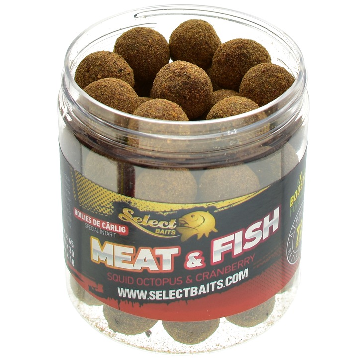 Бойли с твърда кука Select Baits Hard Hookbaits, 16 mm, вкус на месо и риба, 65 бр.