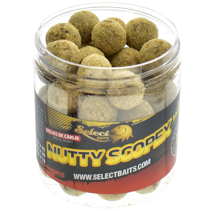 Бойли с твърда кука Select Baits Hard Hookbaits, 24 мм, аромат Nutty Scopex, 18 бр.