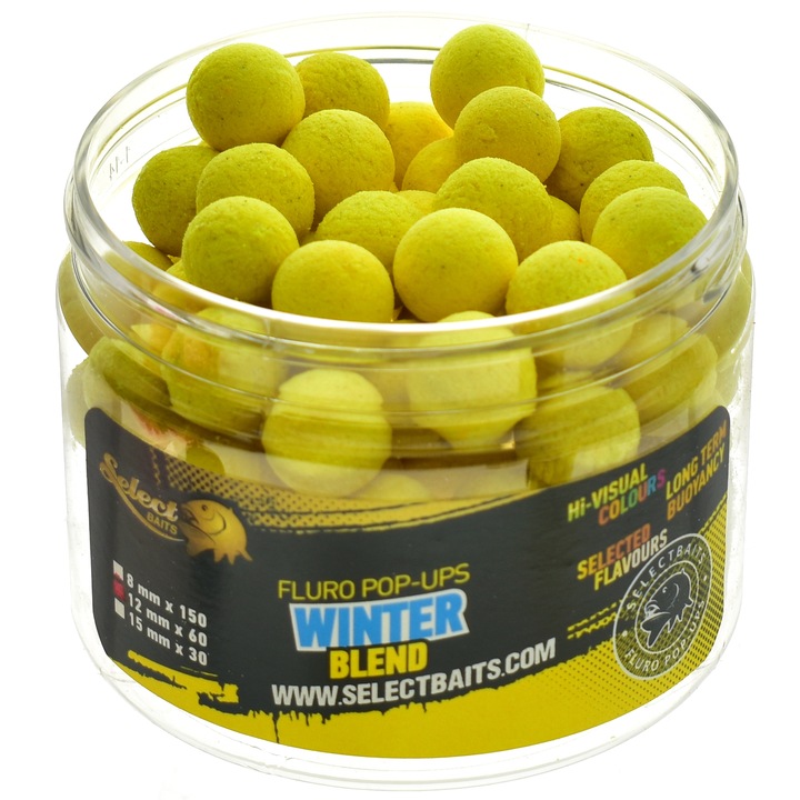 Pop Up Select Baits, Winter Blend ízű csali, 12mm, Fluo Yellow szín, 60 db
