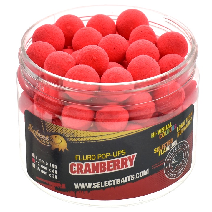 Pop Up Select Baits, Áfonya ízű, 15mm, Piros szín, 30 db