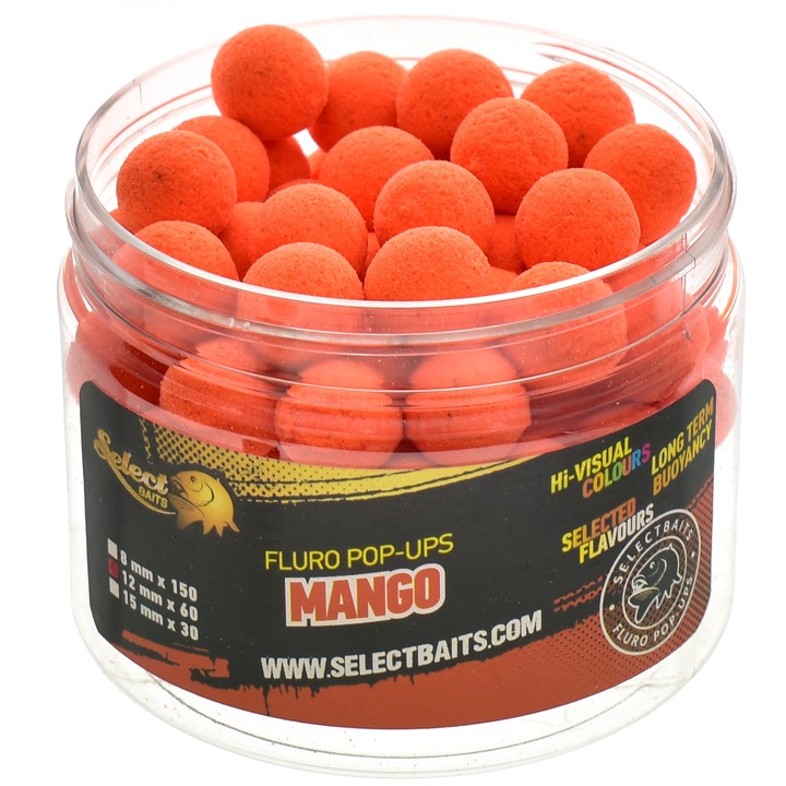 Pop Up Select Baits, вкус манго, 15 мм, цвят оранжев, 30 бр