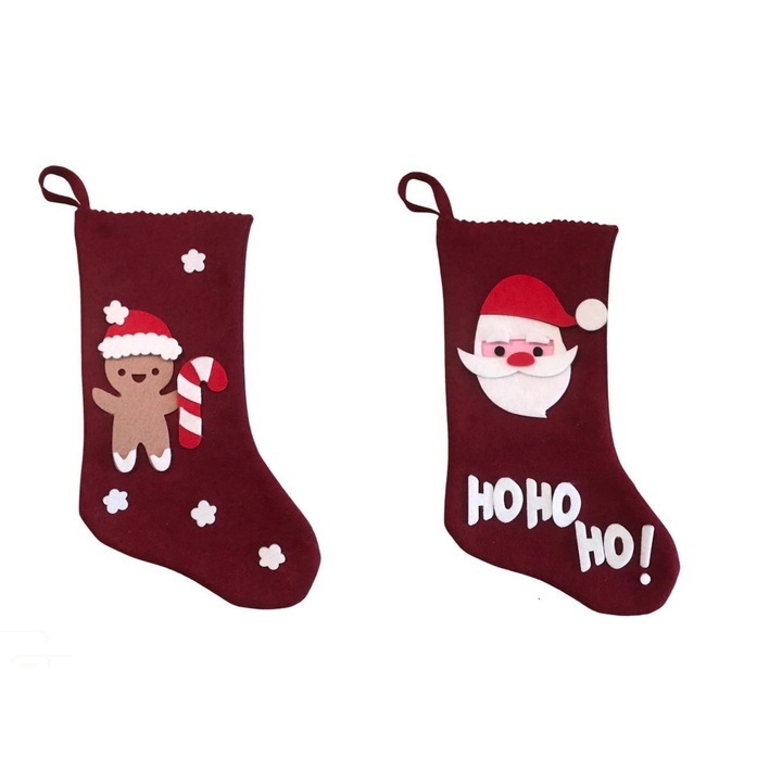 Set 2 cizmulite cadou Eurozep, turta dulce si mos craciun 3D, 25 cm