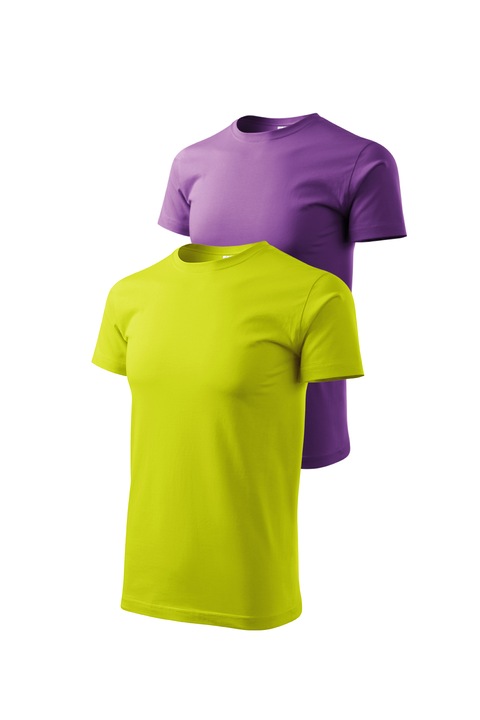 Set 2 tricouri de barbati, Malfini, Bassic New, XS - 3XL, Lime si diverse culori, Violet/Verde lime