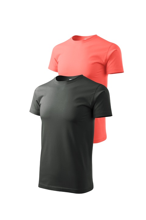 Set 2 tricouri de barbati, Malfini, Bassic New, XS - 3XL, Gri ardezie si diverse culori, Gri/Coral