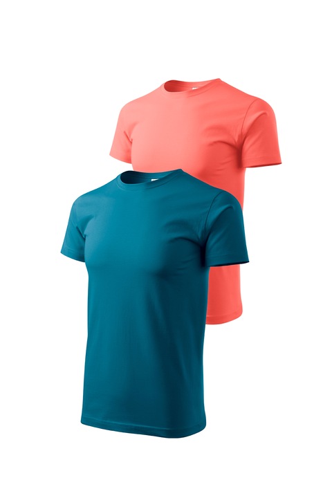 Set 2 tricouri de barbati, Malfini, Bassic New, XS - 3XL, Multicolor setul 4, Coral/Albastru petrol