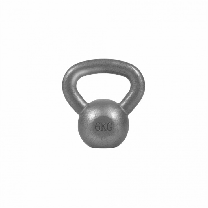 Kettlebell din fier, Gorilla Sports, 6 KG, Argintiu