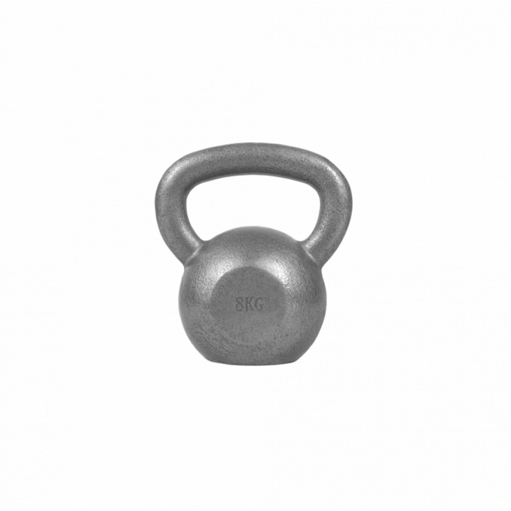 Kettlebell din fier, Gorilla Sports, 8 KG, Argintiu