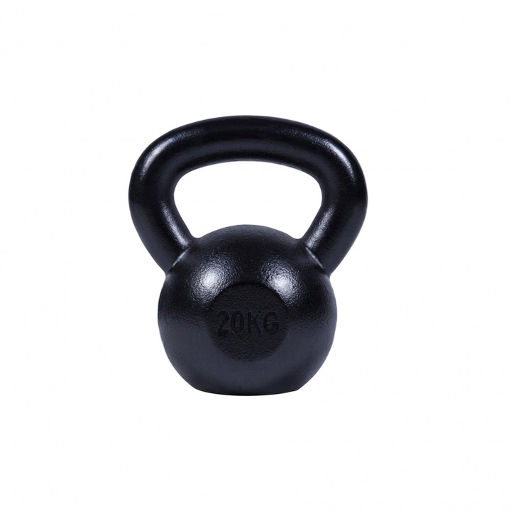 Kettlebell din fier, Gorilla Sports, 20 KG, Negru